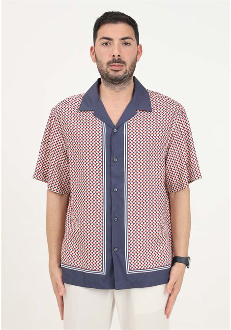 Blue short-sleeved men's shirt with pattern SELECTED HOMME | 16093882Sea Storm